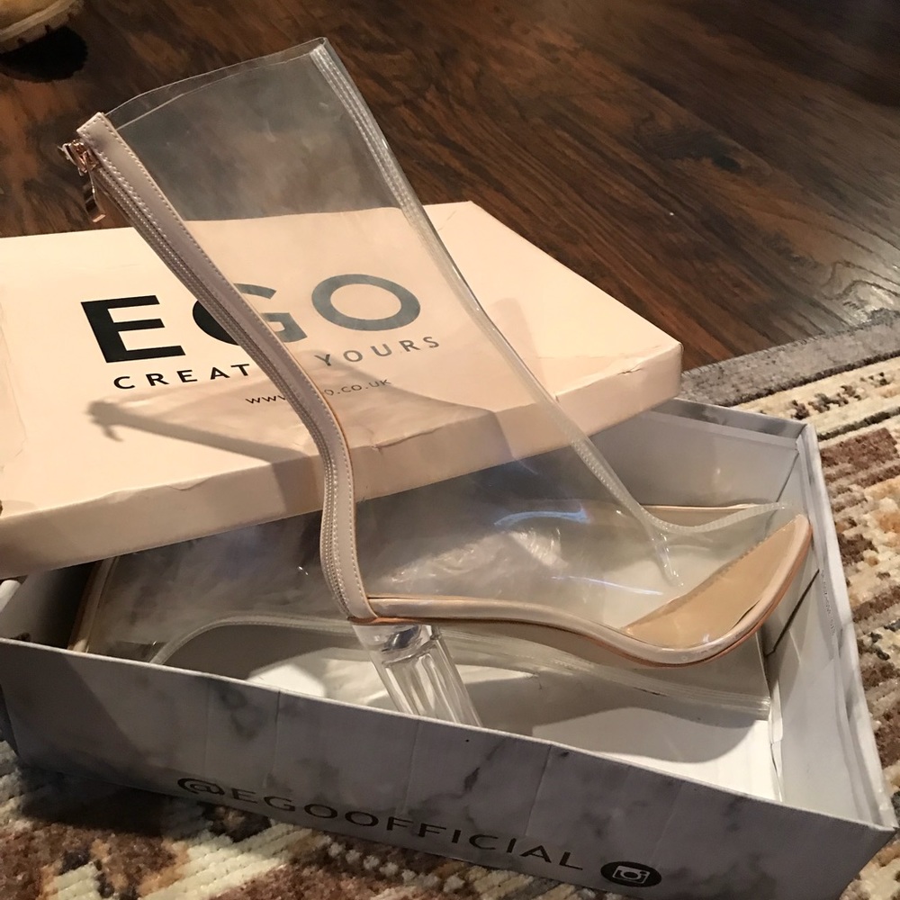 Perspex Ankle Boot in Nude